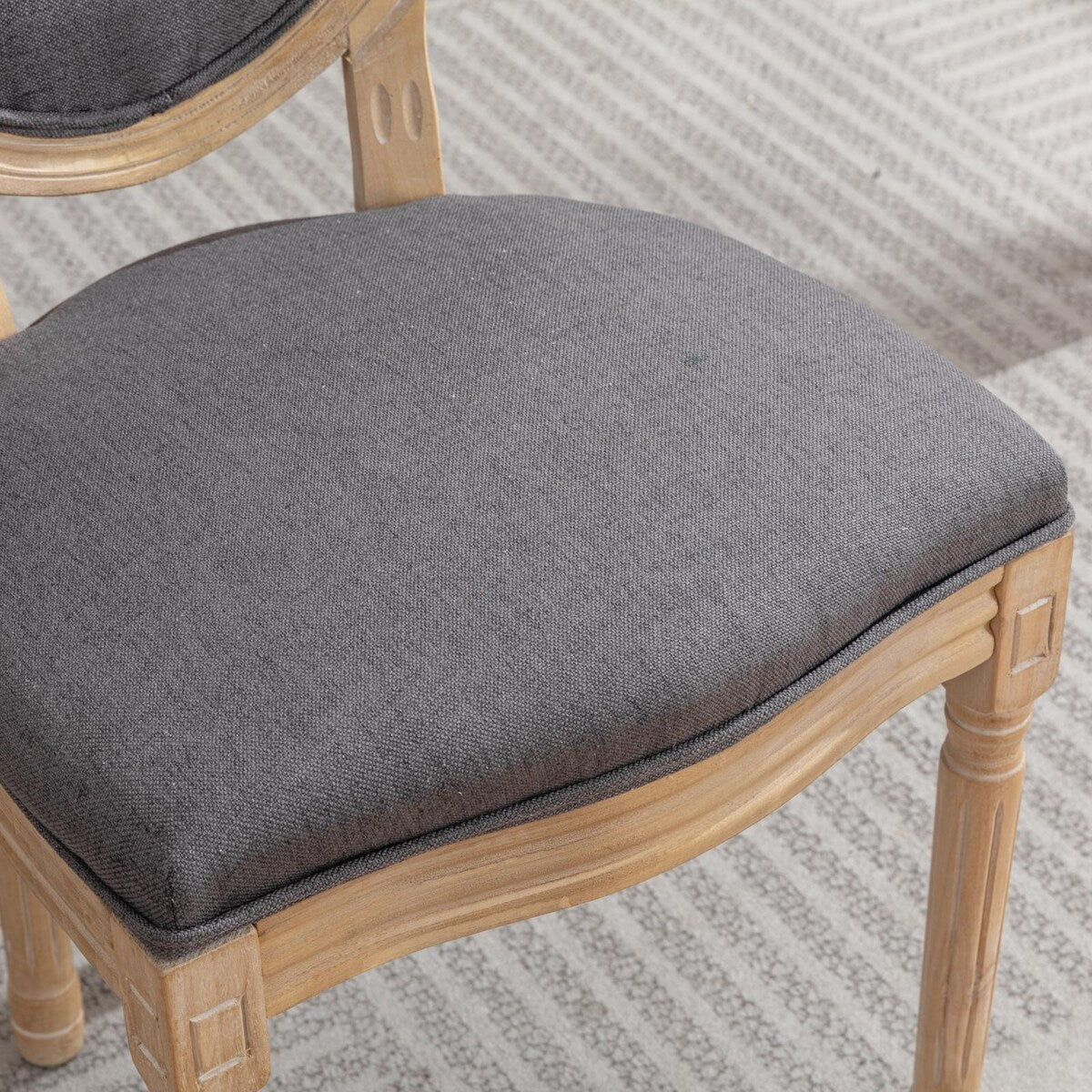 Solid Wood Frame Linen Fabric Dining Chair