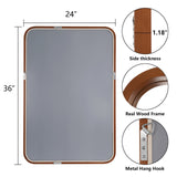 Solid Wood Frame Round Corner Rectangle Farmhouse Wall Mirror