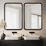 Solid Wood Frame Round Corner Rectangle Farmhouse Wall Mirror