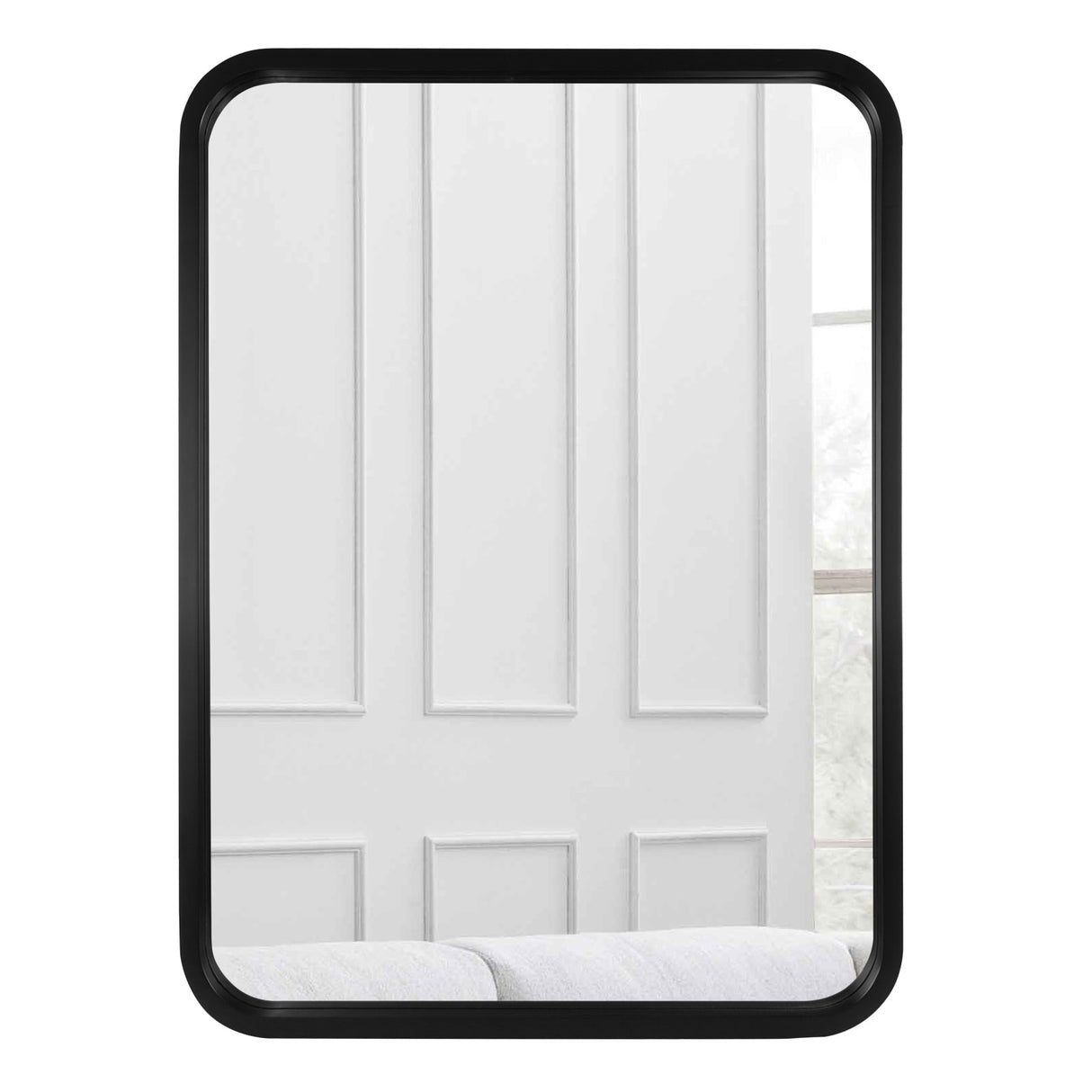 Solid Wood Frame Round Corner Rectangle Farmhouse Wall Mirror