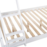 Solid Wood L-Shaped Twin over Full Bunk Bed and Twin Size Loft Bed with Built-in Desk and Safety Guardrail - Kids' Furniture