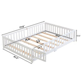 Solid Wood Platform Bed Frame with Fence，Queen/Full/Twin Size