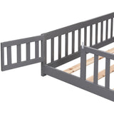 Solid Wood Platform Bed Frame with Fence，Queen/Full/Twin Size