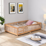 Solid Wood Platform Bed Frame with Fence，Queen/Full/Twin Size