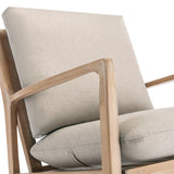 Solid Wood Rocking Chair Nursery Chair, Linen Fabric Upholstered Comfy Accent Chair for Porch, Garden Patio, Balcony