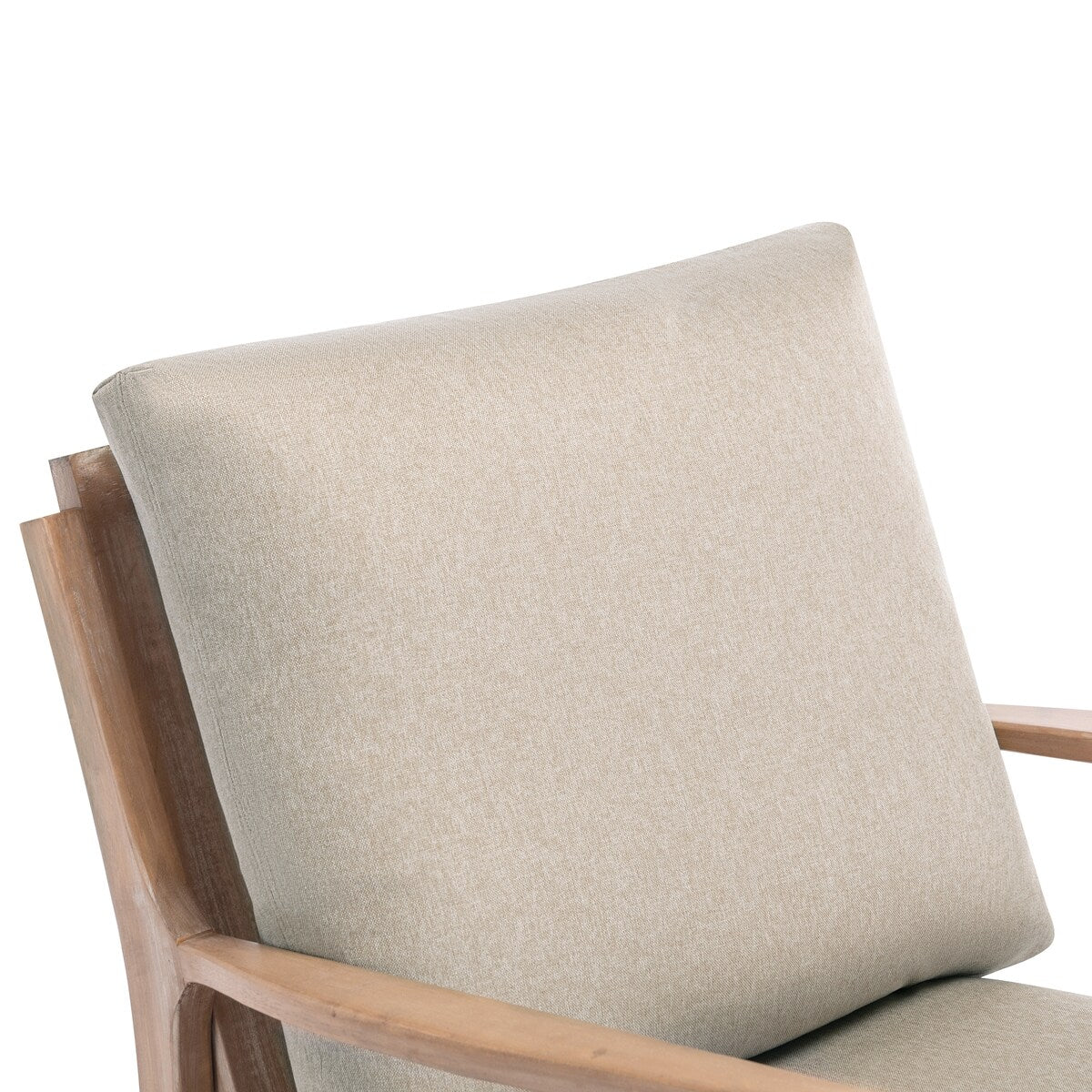 Solid Wood Rocking Chair Nursery Chair, Linen Fabric Upholstered Comfy Accent Chair for Porch, Garden Patio, Balcony