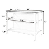 Solid Wood Rustic 45" Stationary Kitchen Island Featuring Open Prep Top, Full-Length Shelves and Dining Table Functionality