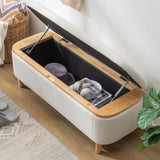 Solid Wood Storage Ottoman Bench