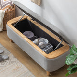 Solid Wood Storage Ottoman Bench