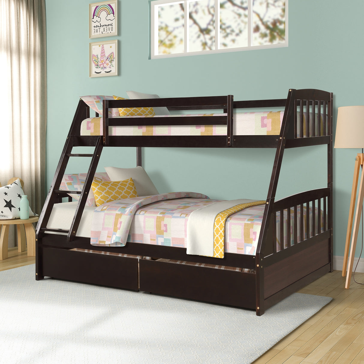Solid Wood Twin Over Full Bunk Bed