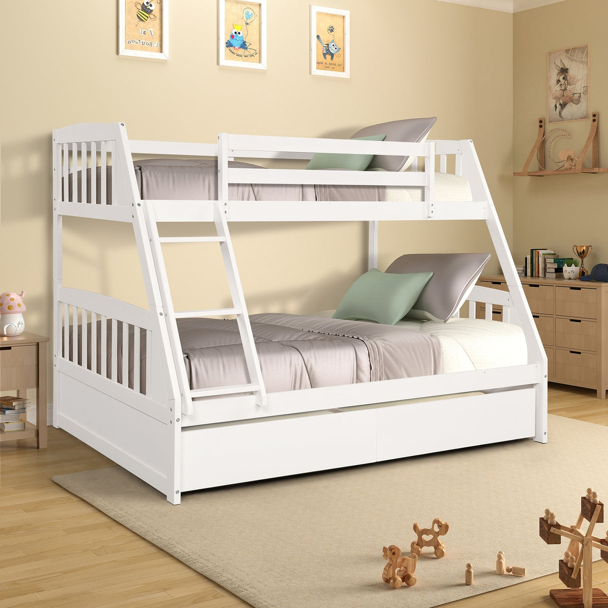 Solid Wood Twin Over Full Bunk Bed