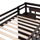 Solid Wood Twin Over Twin Bunk Bed, Trundle Bunk Beds with 4 Storage Drawers, Staircase and Safety Guard Rail