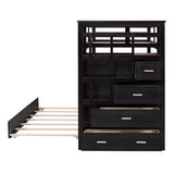 Solid Wood Twin Over Twin Bunk Bed, Trundle Bunk Beds with 4 Storage Drawers, Staircase and Safety Guard Rail
