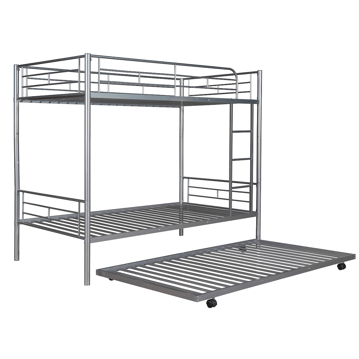 Solid Wood Twin over Full 53" Bunk Bed with 39" Twin Bed, 3 Drawers, Ladder, and Storage Space