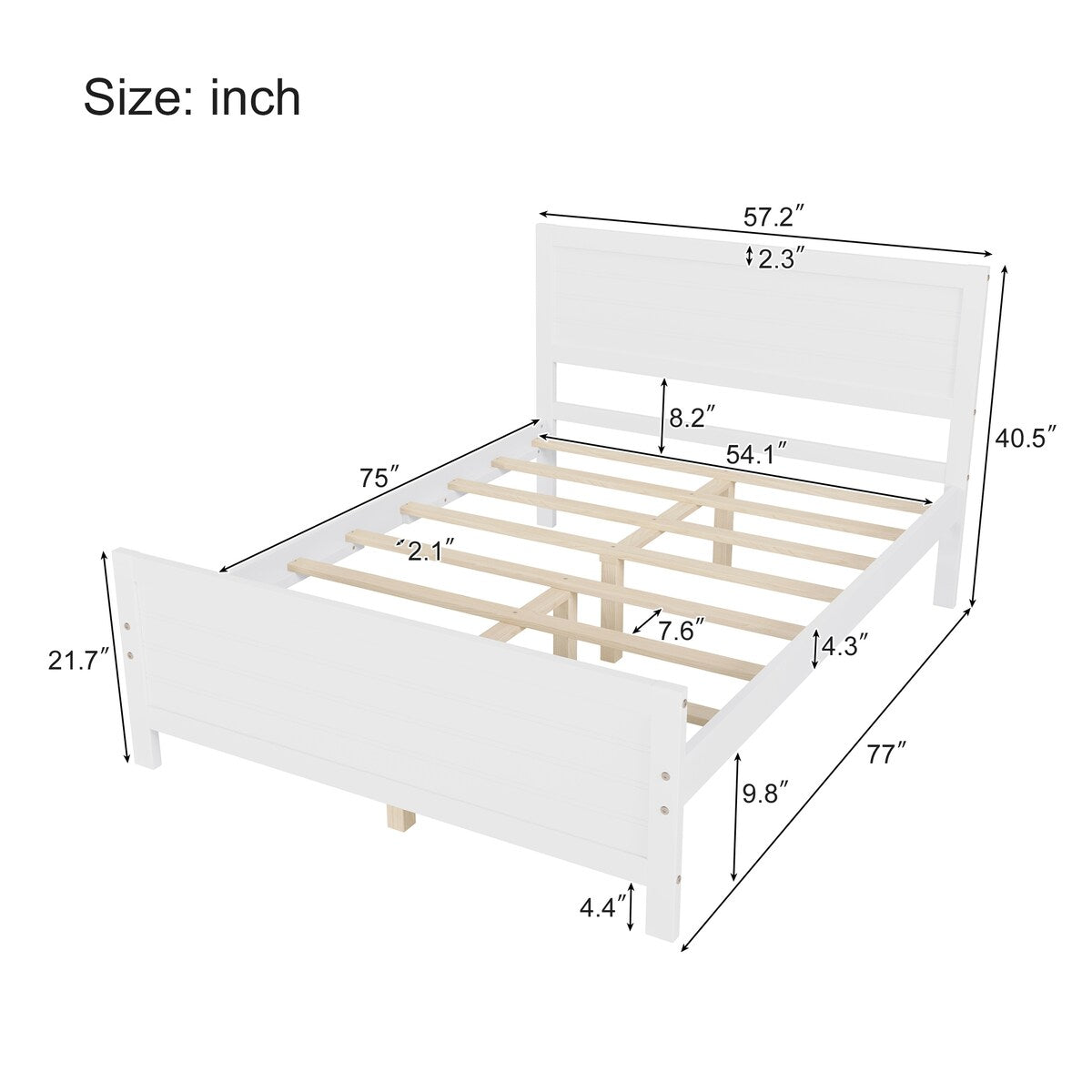Solid & Stable Wood Full Size Platform Bed Frame