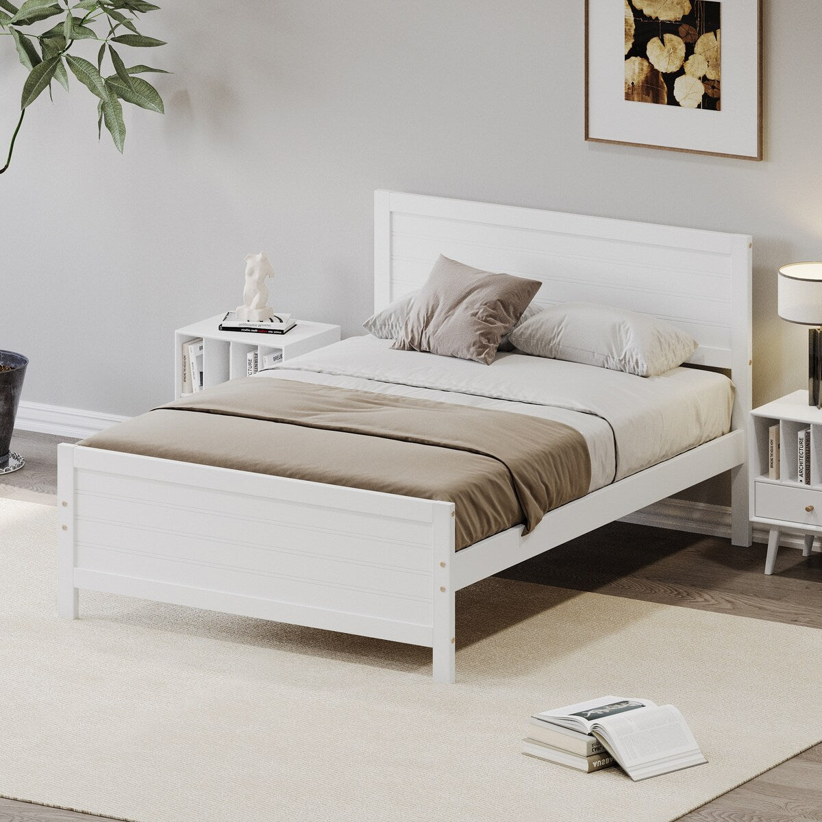 Solid & Stable Wood Full Size Platform Bed Frame