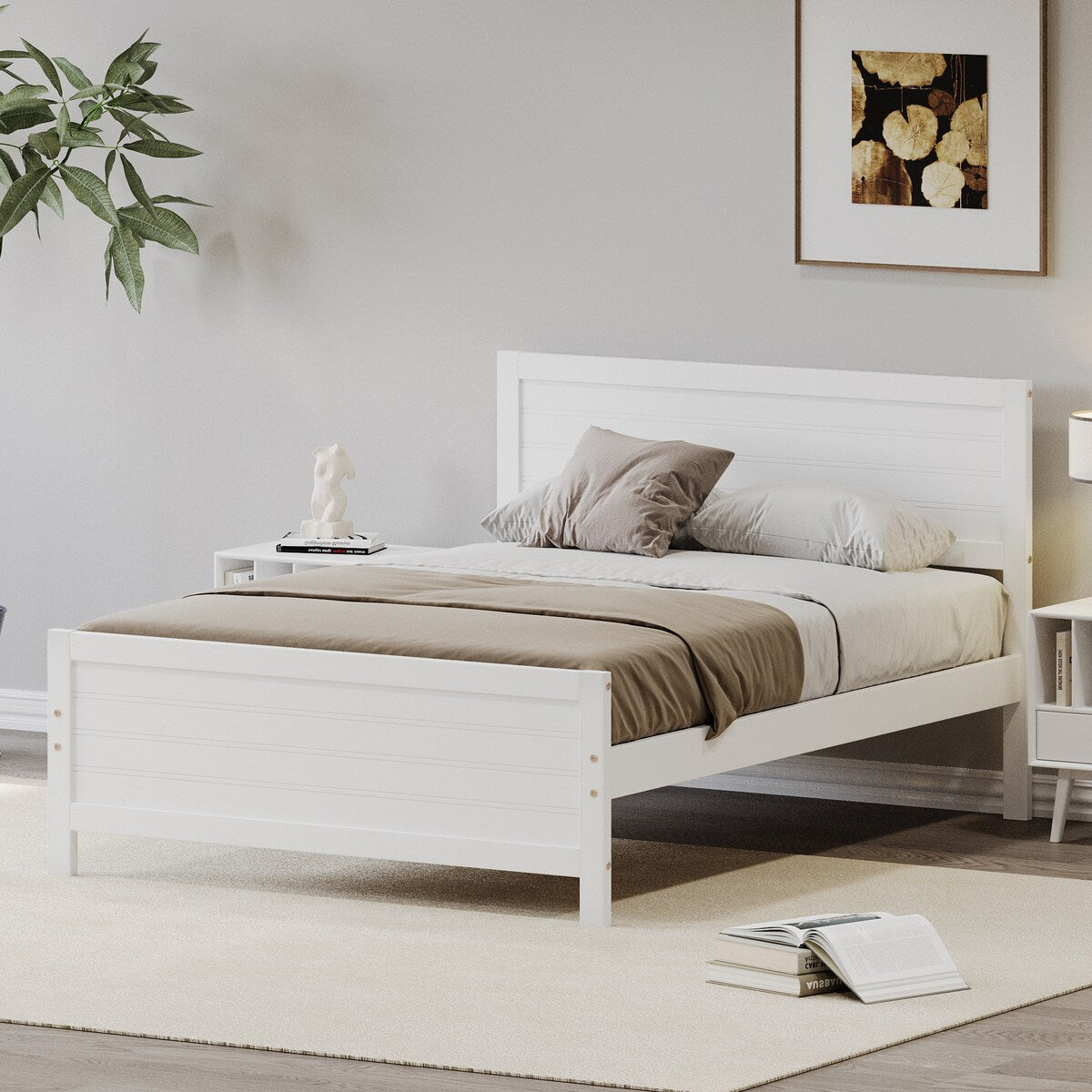 Solid & Stable Wood Full Size Platform Bed Frame