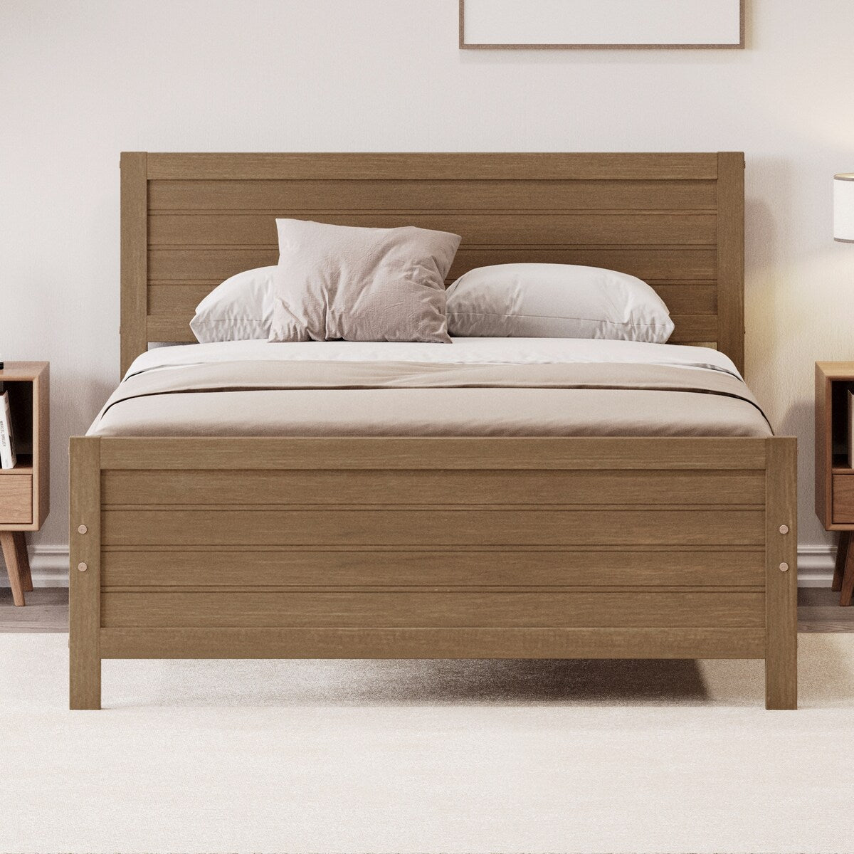Solid & Stable Wood Full Size Platform Bed Frame