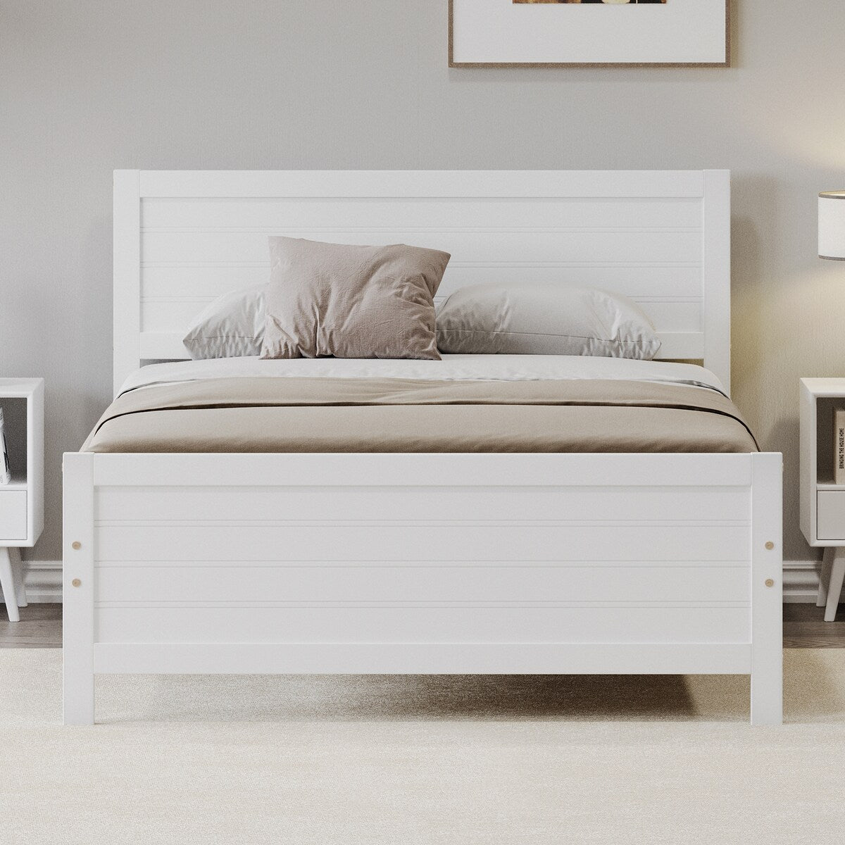 Solid & Stable Wood Full Size Platform Bed Frame