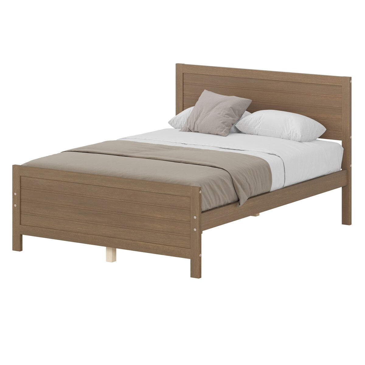 Solid & Stable Wood Full Size Platform Bed Frame