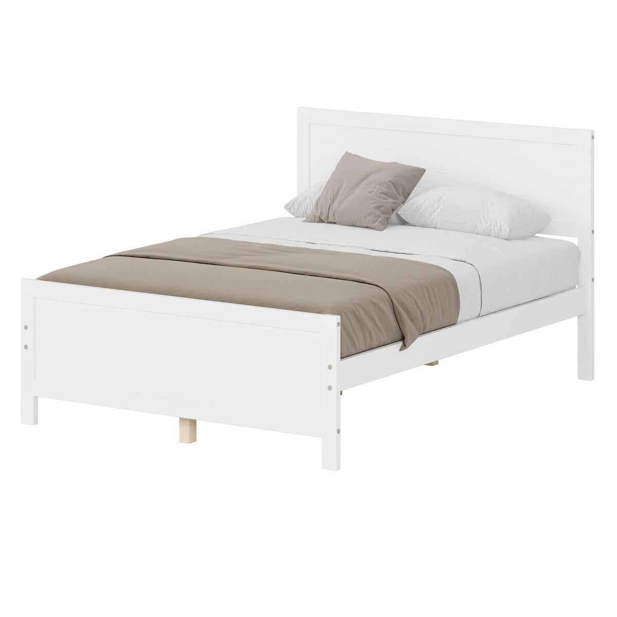 Solid & Stable Wood Full Size Platform Bed Frame