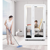 Solo Office Sound Booth Pod Audio Privacy, Mobile Roller with Desk, LED Light, Fans and AC USB Ports