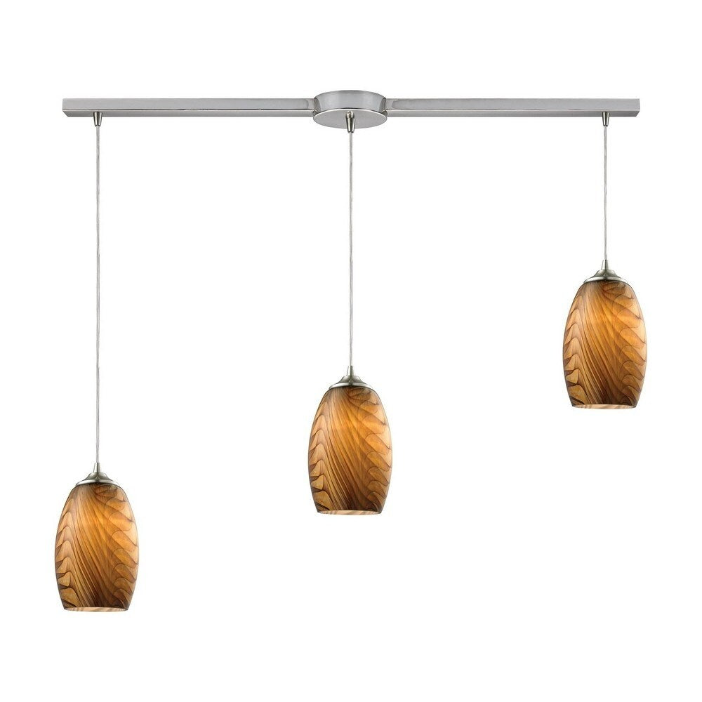 Solway Bridge - Three Light Linear Pendant Satin Nickel Finish with