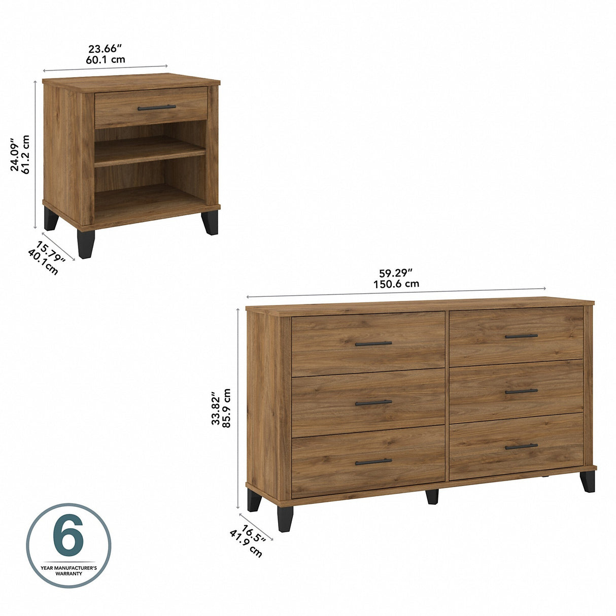 Somerset 6 Drawer Dresser and Nightstand Set by Bush Furniture