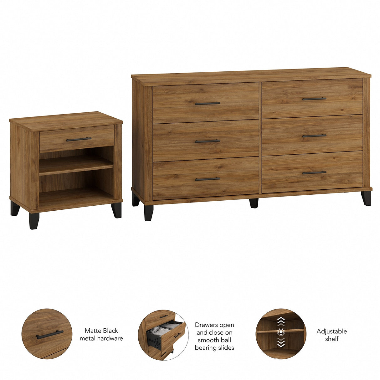 Somerset 6 Drawer Dresser and Nightstand Set by Bush Furniture