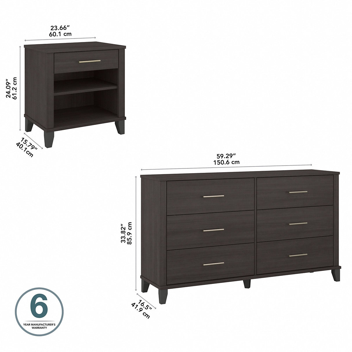 Somerset 6 Drawer Dresser and Nightstand Set by Bush Furniture