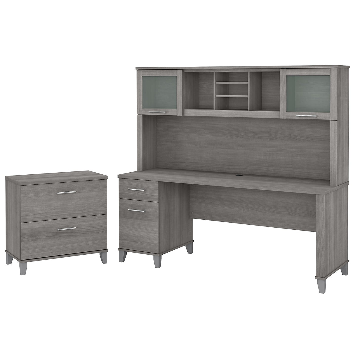 Somerset 72W Office Desk with Hutch and File Cabinet by Bush Furniture