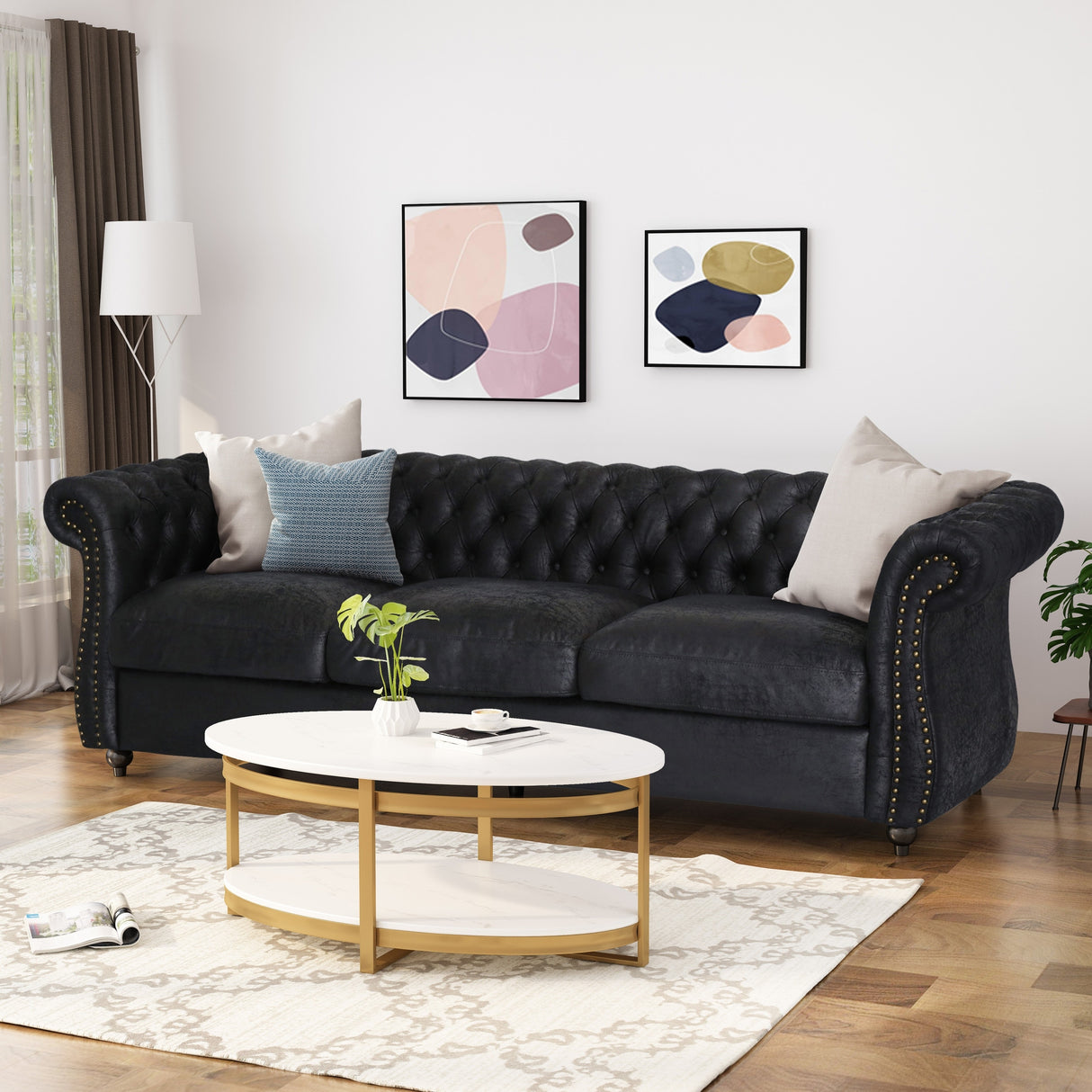 Somerville Microfiber Chesterfield Sofa by Christopher Knight Home