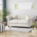 Somerville Upholstered Chesterfield Nailhead Loveseat by Christopher Knight Home