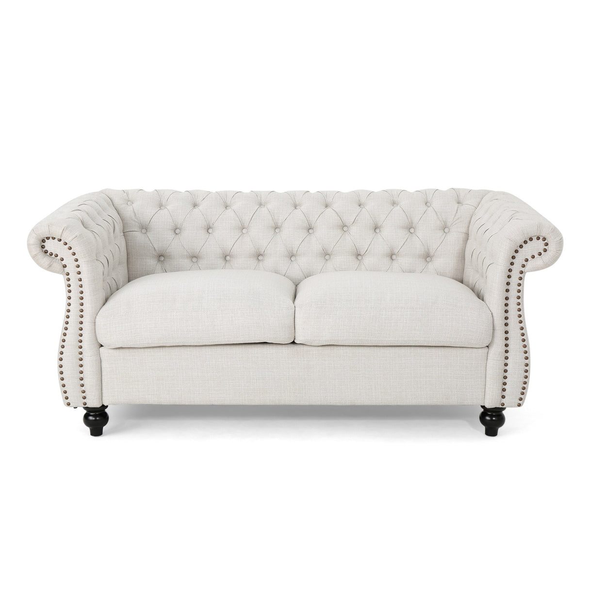 Somerville Upholstered Chesterfield Nailhead Loveseat by Christopher Knight Home