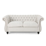 Somerville Upholstered Chesterfield Nailhead Loveseat by Christopher Knight Home