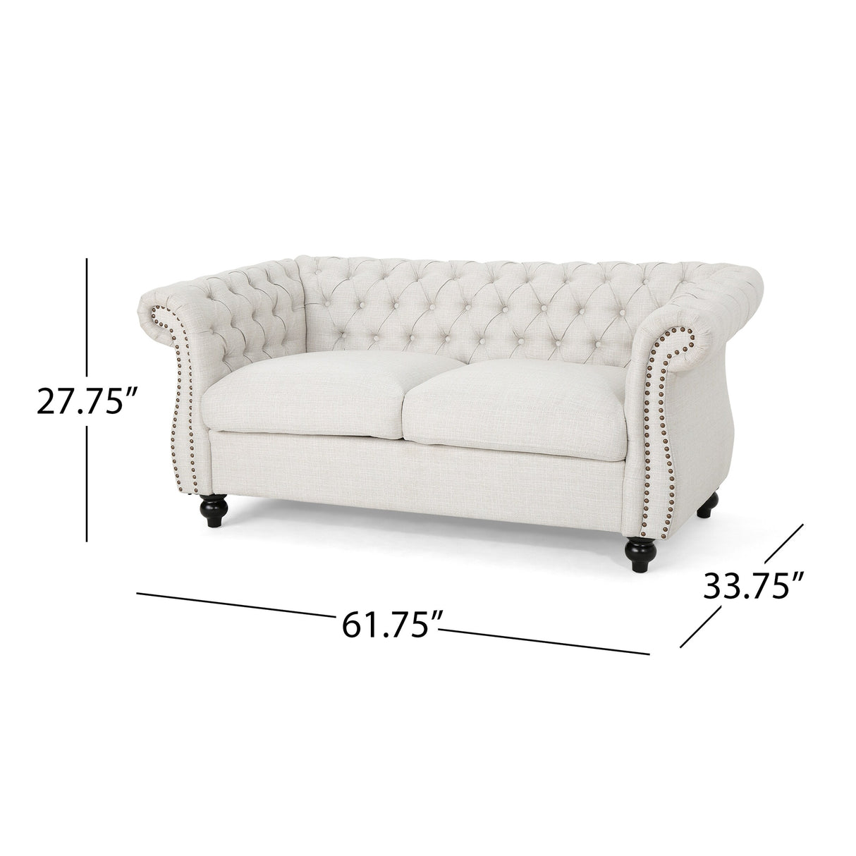 Somerville Upholstered Chesterfield Nailhead Loveseat by Christopher Knight Home