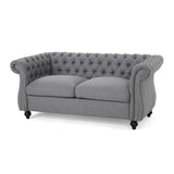 Somerville Upholstered Chesterfield Nailhead Loveseat by Christopher Knight Home