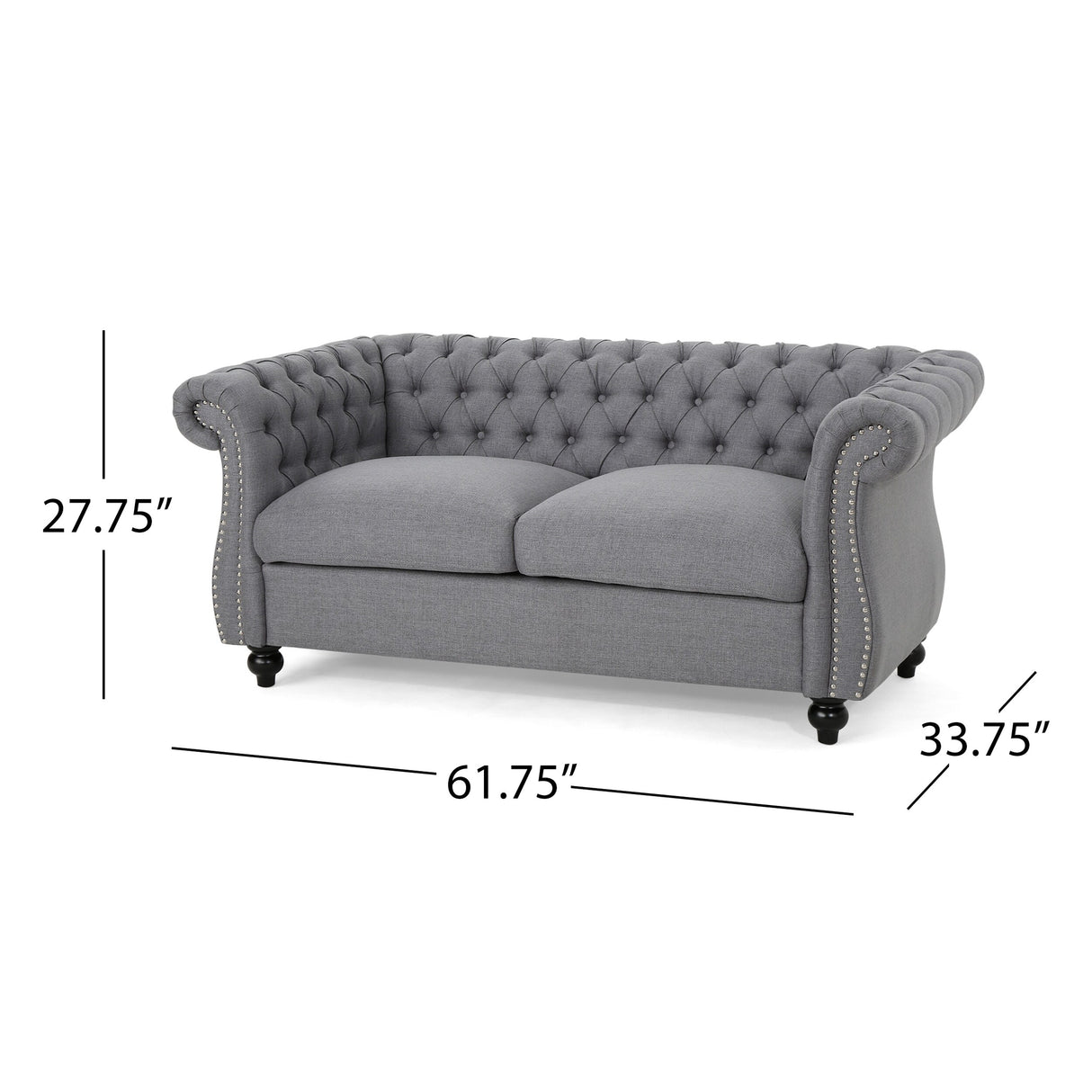 Somerville Upholstered Chesterfield Nailhead Loveseat by Christopher Knight Home