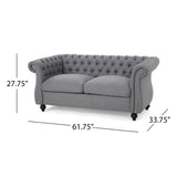 Somerville Upholstered Chesterfield Nailhead Loveseat by Christopher Knight Home