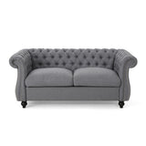 Somerville Upholstered Chesterfield Nailhead Loveseat by Christopher Knight Home