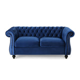 Somerville Upholstered Chesterfield Nailhead Loveseat by Christopher Knight Home