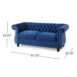 Somerville Upholstered Chesterfield Nailhead Loveseat by Christopher Knight Home