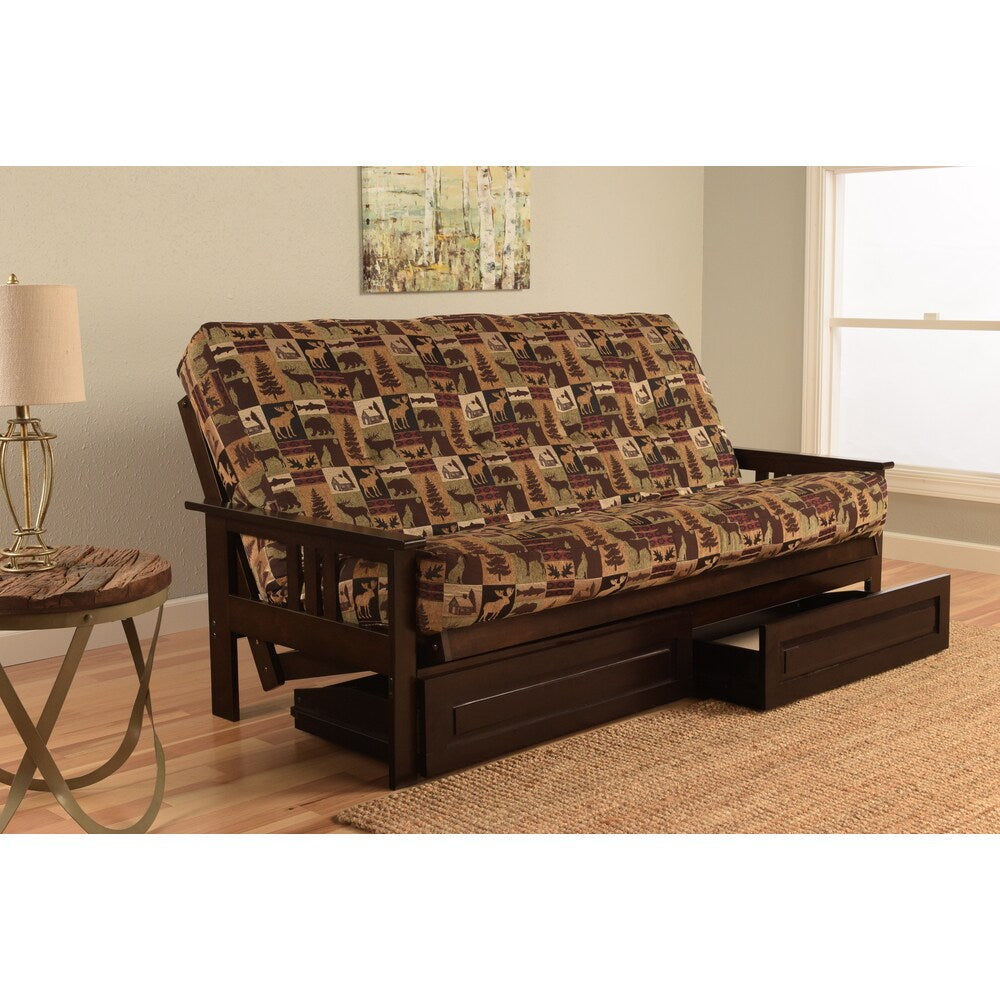 Somette Beli Mont Espresso Finish Futon Set With Fairbanks Evergreen Mattress