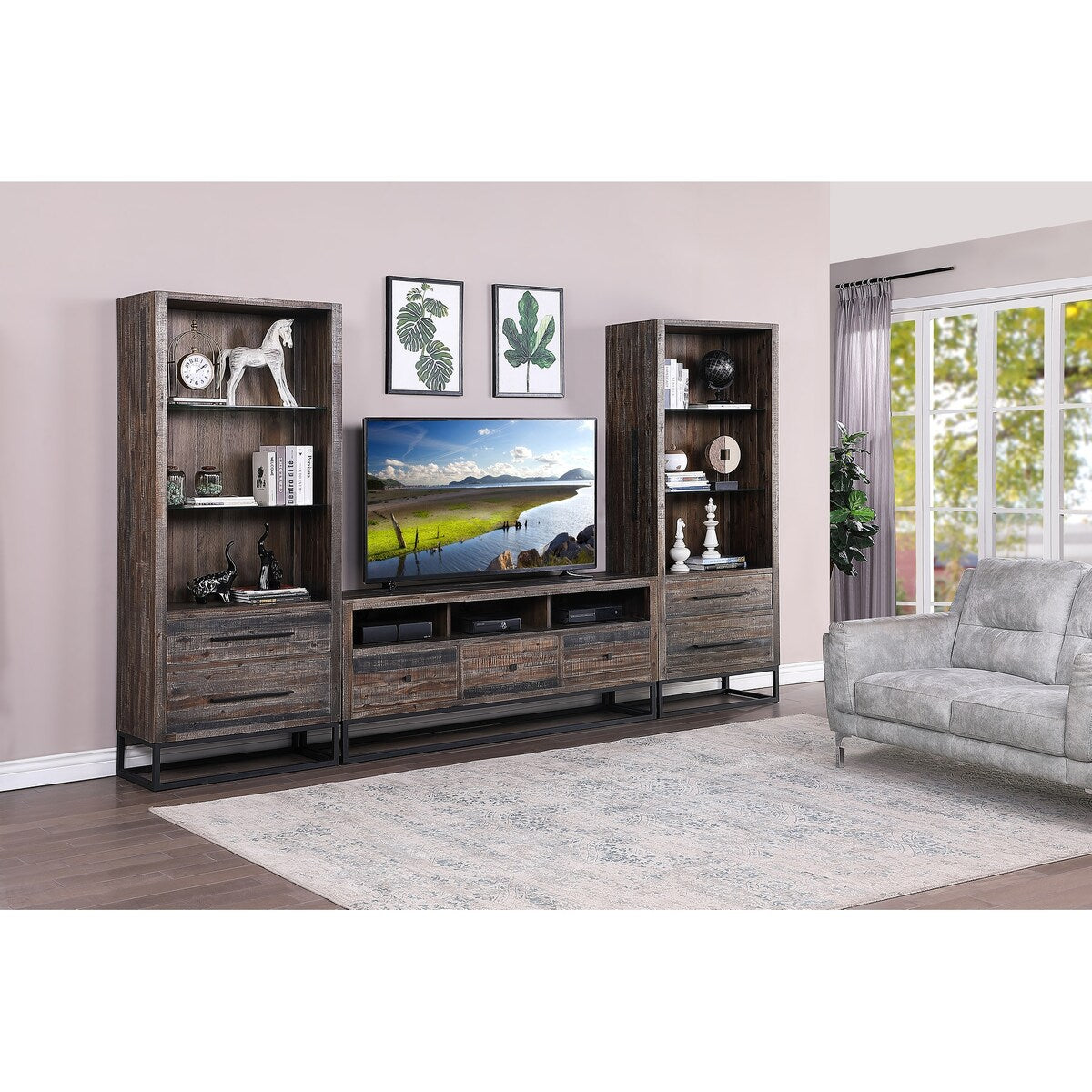 Somette Canyon Ridge Brown Two Drawer Bookcase/Pier - 34"L x 17"W x 83"H