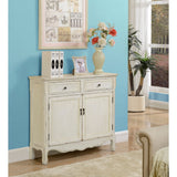 Somette Cream Weathered 2-Drawer, 2-Door Console Cupboard - 40"L x 12"W x 35.5"H