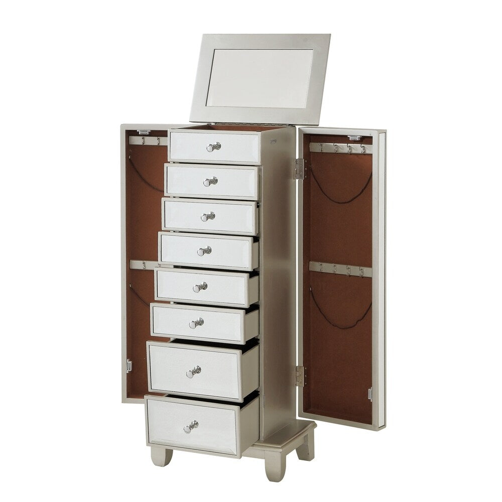 Somette Elsinore Champagne Two Door Seven Drawer Jewelry Armoire - 18"W x 12"L x 42.5"H