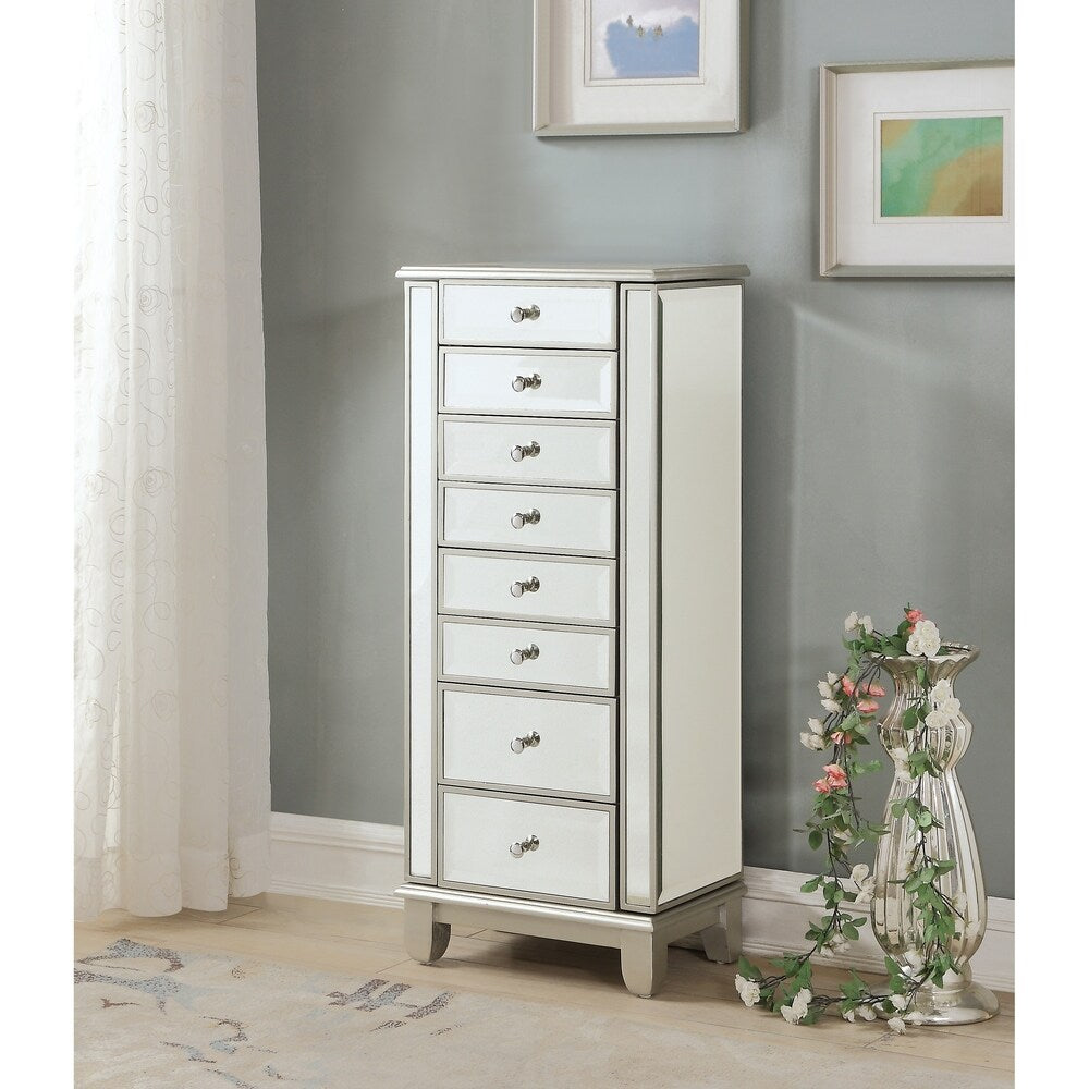 Somette Elsinore Champagne Two Door Seven Drawer Jewelry Armoire - 18"W x 12"L x 42.5"H