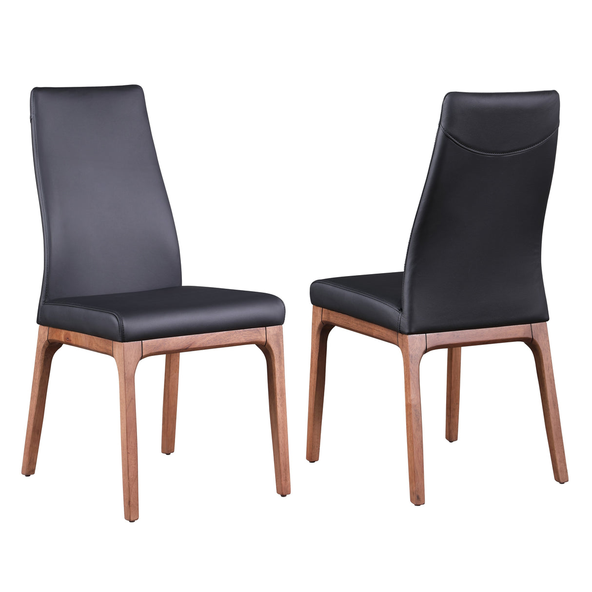 Somette Emerson Black Glass Dining Set with Black Contour Chairs