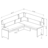 Somette Emily Modern Wood Dining Set with Table, Nook and Bench