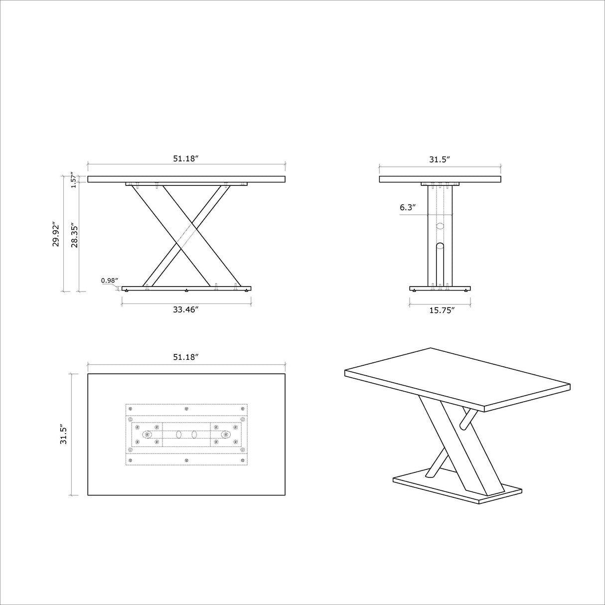 Somette Emily Modern Wood Dining Set with Table, Nook and Bench